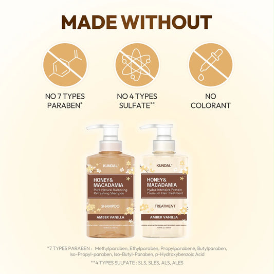 AMBER VANILLA EDITION - HONEY & MACADAMIA SHAMPOO + TREATMENT SET 500ML