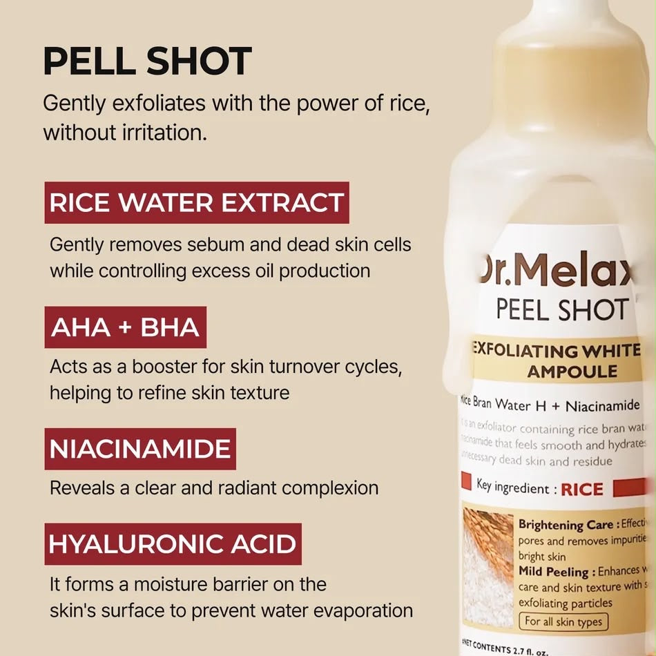PEEL SHOT GLOW WHITE RICE PEELING AMPOULE