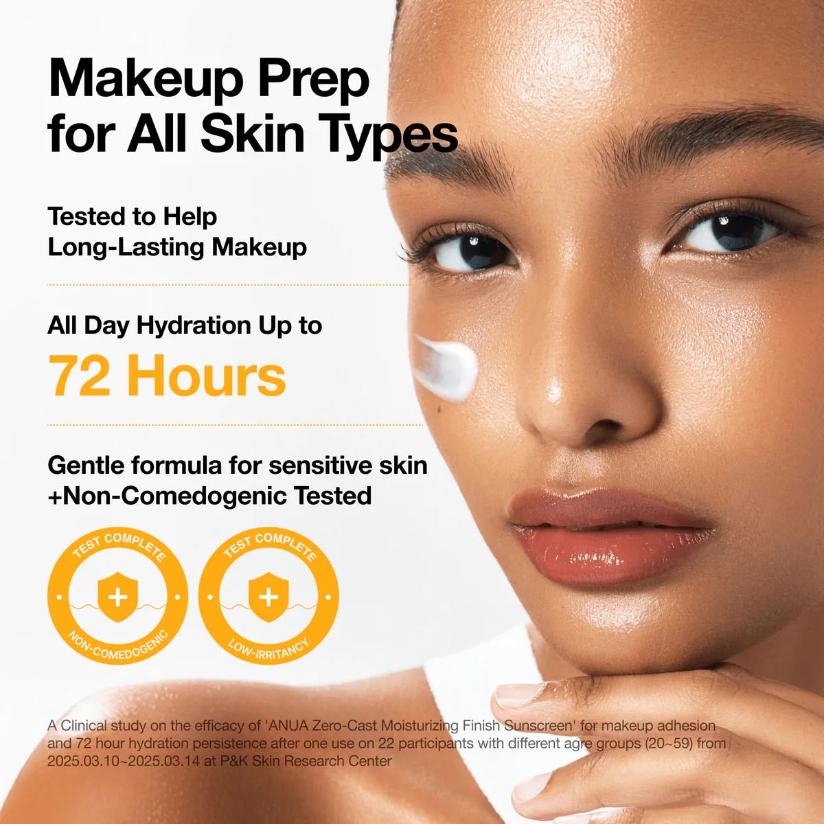 Zero-cast moisturizing finish sunscreen
