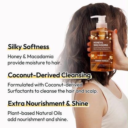 AMBER VANILLA EDITION - HONEY & MACADAMIA SHAMPOO + TREATMENT SET 500ML