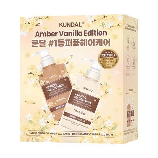 AMBER VANILLA EDITION - HONEY & MACADAMIA SHAMPOO + TREATMENT SET 500ML
