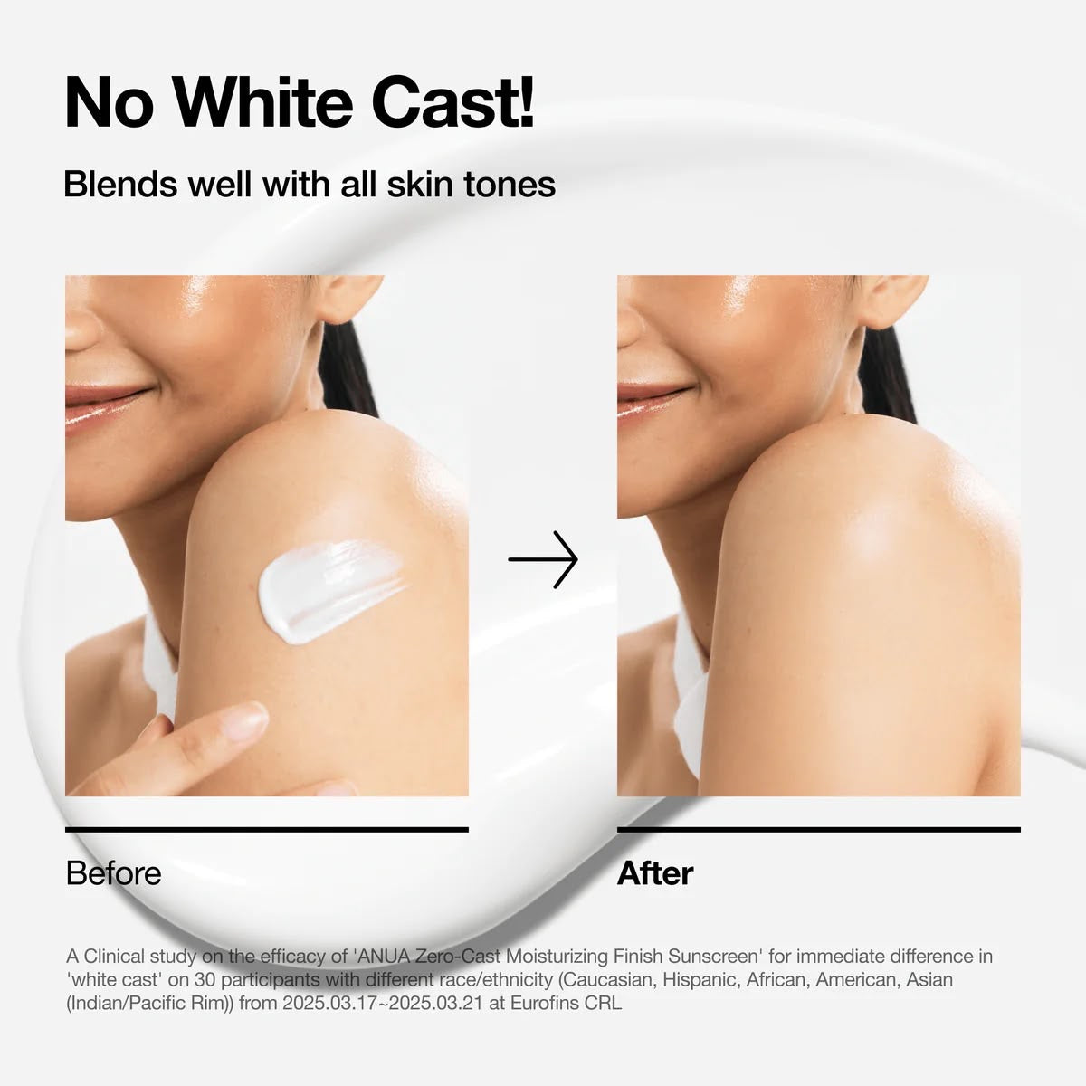 Zero-cast moisturizing finish sunscreen